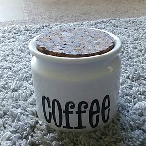 White ceramic coffee canister with cork lid